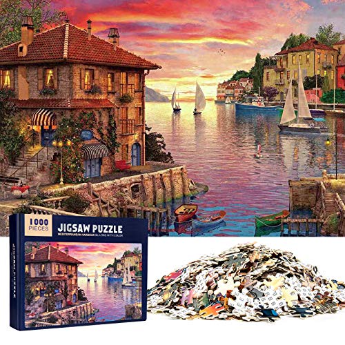 MOOKLIN ROAM Puzzle 1000 Piezas Puerto Mediterráneo, Puzzles Souvenir Regalo para Adolescentes y Adultos