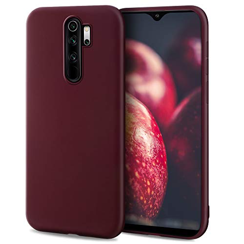 Moozy Minimalist Series Funda Silicona para Xiaomi Redmi Note 8 Pro, Vino Rojo con Acabado Mate, Cover Carcasa de TPU Suave y Fina