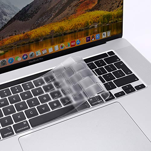 MOSISO Cubierta del Teclado Compatible con 2020 MacBook Pro 13 A2338 M1 A2289 A2251/2019 MacBook Pro 16 A2141 con Touch ID y Pantalla Retina, Ultra Uelgado TPU Protectora Piel, Transparente