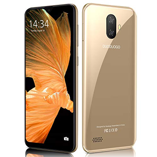 Moviles Libres 4G Note 7P 5.5" FHD Water-Drop, 3GB RAM + 32GB ROM /128GB Memoria Expandida Telefono movil Libres, Android 9 Smartphone Libre Dual SIM, Face ID, Móviles y Smartphone Libres (Oro)