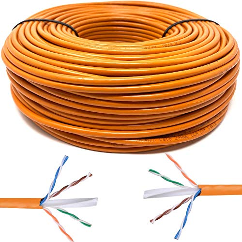 Mr. Tronic 100m Cable de Instalación Red Ethernet Bobina | CAT6, AWG24, CCA, UTP (100 Metros, Naranja)