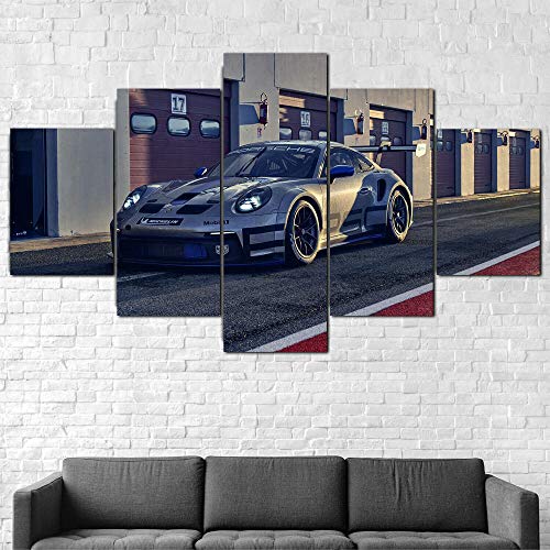 MTRSLH Cuadro En Lienzo,Imagen Impresión,Pintura Decoración, Cuadro Moderno En Lienzo 5 Piezas,Porsche 911 Gt3 Cup 2021,Murales Pared Hogar Decor XXL 150X80Cm