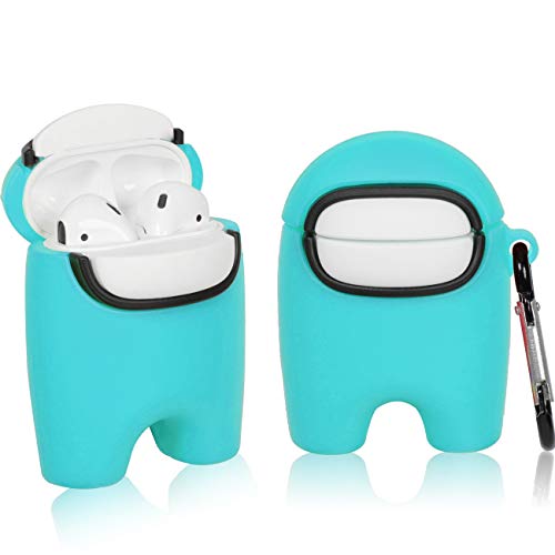 Mulafnxal para Airpods 1&2 Cute Case, Among Silicona Lindo Interesante Animal Caricatura Cartoon Protective Elegante Moda Llavero Funda Air pods Niño Chica Juventud Caso para Airpod(Blue)