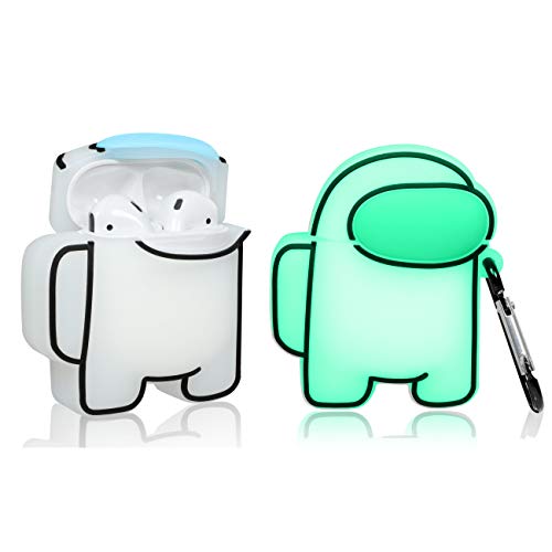 Mulafnxal para Airpods 1&2 Cute Case, Among Silicona Lindo Interesante Animal Caricatura Cartoon Protective Elegante Moda Llavero Funda Air pods Niño Chica Juventud Caso para Airpod(Luminous)