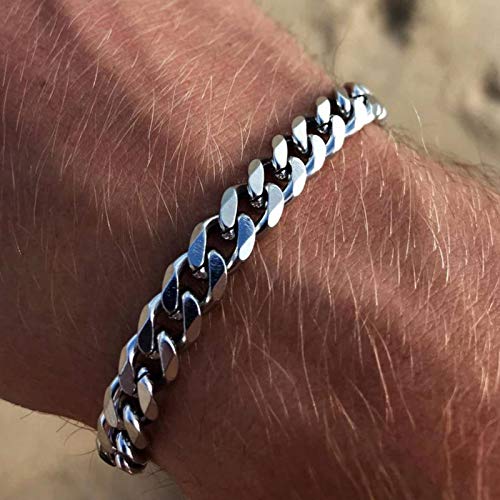N-B Nueva Pulsera de Cadena Cubana para Hombres, Pulsera de Cadena de Acero Inoxidable de Moda clásica, Regalos de joyería para Hombres y Mujeres Anchos N-B Nueva Pulsera de Cadena Cubana para Hombres, Pulsera de Cadena de Acero Inoxidable de Moda clásica, Regalos de joyería para Hombres y Mujeres Anchos