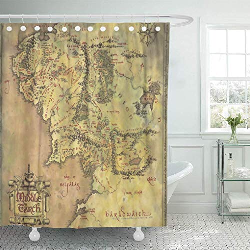 N\A Cortina de Ducha Mapa de la Tierra Media Decoración para el hogar Baño Impermeable Cortinas de baño con Ganchos N\A Cortina de Ducha Mapa de la Tierra Media Decoración para el hogar Baño Impermeable Cortinas de baño con Ganchos