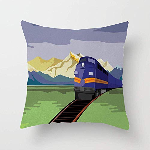 N\A Escena de Campo con montañas y Tren Composición Rural Diseño de Transporte Funda de Almohada para sofá, Cama de algodón o sofá Funda de Almohadas N\A Escena de Campo con montañas y Tren Composición Rural Diseño de Transporte Funda de Almohada para sofá, Cama de algodón o sofá Funda de Almohadas