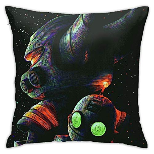N/A Ratchet and Clank - Ratchet and Clank 2 Art - Space Cushion Throw Pillow Cover Decorative Pillow Case For Sofa Bedroom 18 X 18 Inch