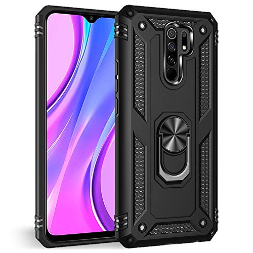 NALIA Ring Case Compatible con Xiaomi Redmi 9 Funda, Carcasa Resistente con 360° Anillo Rotacion, Kickstand Hardcase Cover & Silicona Bumper Estuche Rigida para Soporte de Coche Magnético - Negro NALIA Ring Case Compatible con Xiaomi Redmi 9 Funda, Carcasa Resistente con 360° Anillo Rotacion, Kickstand Hardcase Cover & Silicona Bumper Estuche Rigida para Soporte de Coche Magnético - Negro