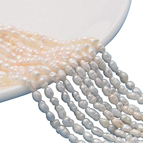NBEADS 2 Hilos Perlas Blancas Naturales de Arroz de Agua Dulce para la Fabricación de Joyas a Partir de Piedras Naturales Semipreciosas, Grado A, 2,1 mm, Agujero: 0,8 mm NBEADS 2 Hilos Perlas Blancas Naturales de Arroz de Agua Dulce para la Fabricación de Joyas a Partir de Piedras Naturales Semipreciosas, Grado A, 2,1 mm, Agujero: 0,8 mm