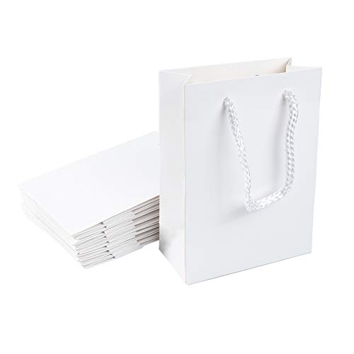 NBEADS Bolsas de Papel con Asas para Regalos de la Compra, 10 Unidades, de la Marca, Papel, Blanco, 12x5.7x16cm NBEADS Bolsas de Papel con Asas para Regalos de la Compra, 10 Unidades, de la Marca, Papel, Blanco, 12x5.7x16cm