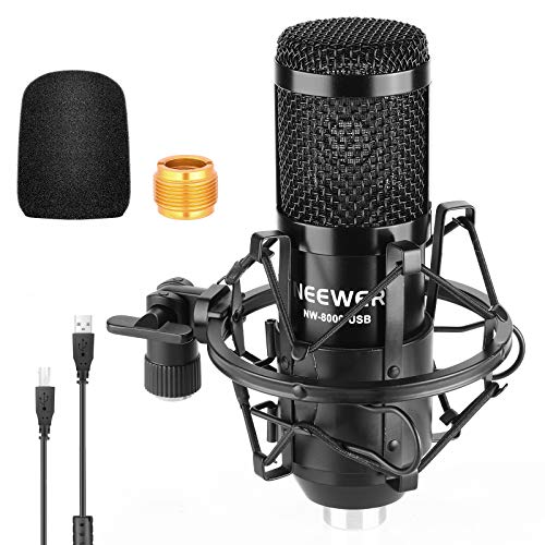 Neewer USB Micrófono Kit 192KHZ / 24BIT Plug & Play Ordenador Cardioide Micrófono Podcast Micrófono Condensador con Chip Sonido Profesional para PC Karaoke YouTube Grabación Juegos Soporte(Negro)