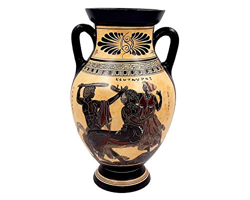 Negro Figura Amphora 31cm, Hercules y Centaur Nessus, Aqueloo