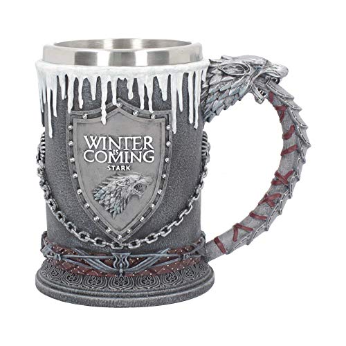 Nemesis Now House Stark - Taza (20 cm), diseño de Juego de Tronos, color negro Nemesis Now House Stark - Taza (20 cm), diseño de Juego de Tronos, color negro