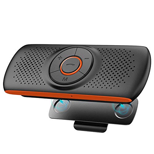 NETVIP Manos Libres Coche Bluetooth 4.2 con Siri y Google Assistant Kit de Coche Altavoz Inalámbrico para Visera Altavoz Inalámbrico Magnético Conexión de 2 teléfonos simultáneamente Apoyo Tarjeta TF