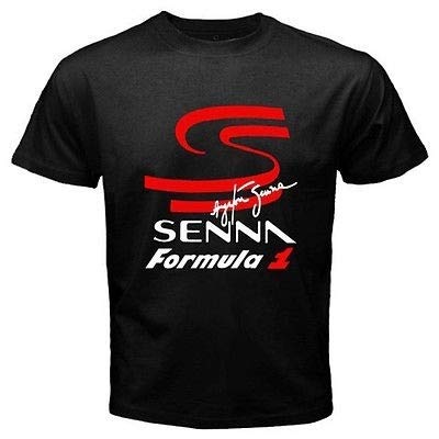 New Ayrton Senna Brazil Formula 1 F1 Legend Men's Black T-Shirt Size S to 3XL