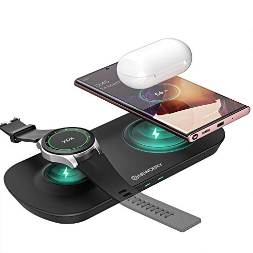 NEWDERY Cargador inalámbrico Rápido, Estación de Carga Rápida Qi Inalámbrica Soportes de Carga de para Galaxy Watch Active/Sport/Gear S3,Galaxy Buds, para Samsung/iPhone 12/11/11 Pro/X/XS MAX/Huawei NEWDERY Cargador inalámbrico Rápido, Estación de Carga Rápida Qi Inalámbrica Soportes de Carga de para Galaxy Watch Active/Sport/Gear S3,Galaxy Buds, para Samsung/iPhone 12/11/11 Pro/X/XS MAX/Huawei