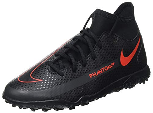 Nike Jr. Phantom GT Club DF TF, Football Shoe Unisex-Child, Black/Chile Red-Dark Smoke Grey, 36 EU