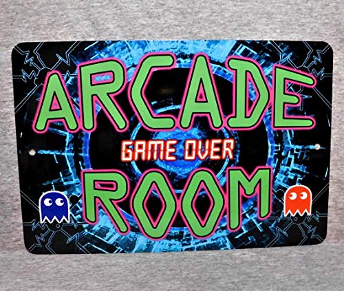 Ninguna marca de metal signo ARCADE ROOM video juegos penny moneda operado gamer máquina de juego coinop vintage años 80 garaje hombre cueva placa de aluminio