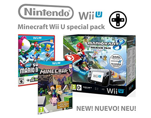 Nintendo consola Premium Pack 32GB Wii U Minecraft Wii U Edition + Mario Kart 8 + Super Mario & Luigi U - Mega Pack 4 Juegos!