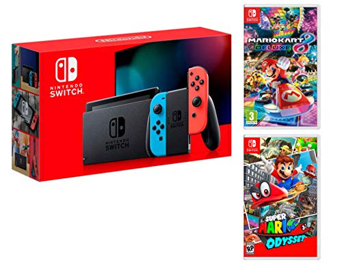 Nintendo Switch-Konsole 32Gb Neon-Rot/Neon-Blau + Super Mario Odyssey + Mario Kart 8 Deluxe - Super Mario Pack Nintendo Switch-Konsole 32Gb Neon-Rot/Neon-Blau + Super Mario Odyssey + Mario Kart 8 Deluxe - Super Mario Pack