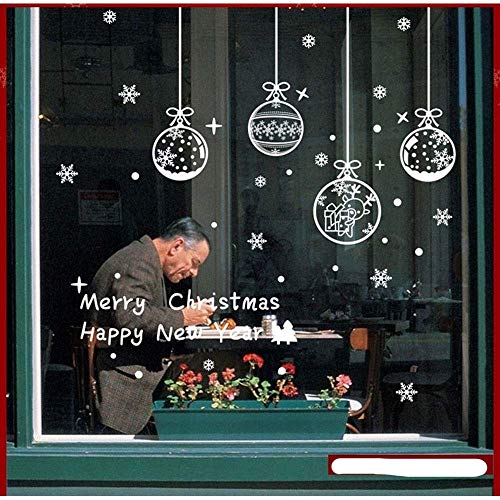 NLRHH 4 unids/Navidad Bolas de Nieve Pegatinas de la Ventana fijadas a Vidrio removible PVC Año Nuevo Ons Copo de Nieve Nochebuena DIY (Color: a, Tamaño: 45 * 60cm) Peng (Color : A)