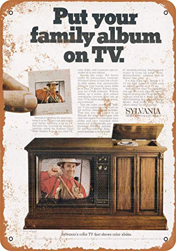 No Brands 1968 Sylvania Color TV y visor de diapositivas, aspecto vintage de 20 x 30 cm, decoración de pared para hogar, bar, comedor, pub, o Man Cave Metal Sign placa Art Decor