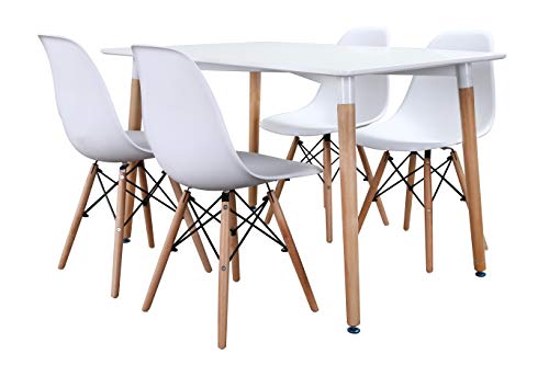 Noorsk Design Conjunto de mesas y sillas de Comedor o Cocina (Silla Blanca, 120x75x75 cm.)