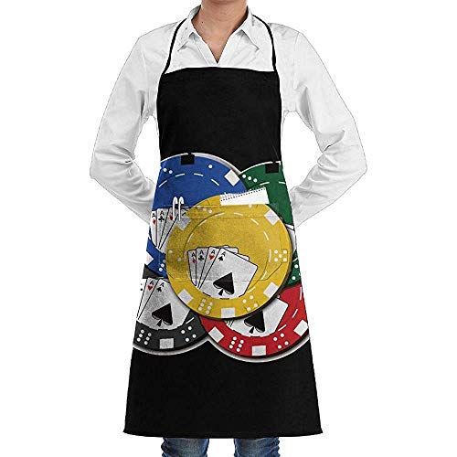 Not Applicable Aprons with Pockets Unisex Chef's Aprons Deluxe Poker Chips Gambling Professional Grade Chef Apron For Kitchen, BBQ