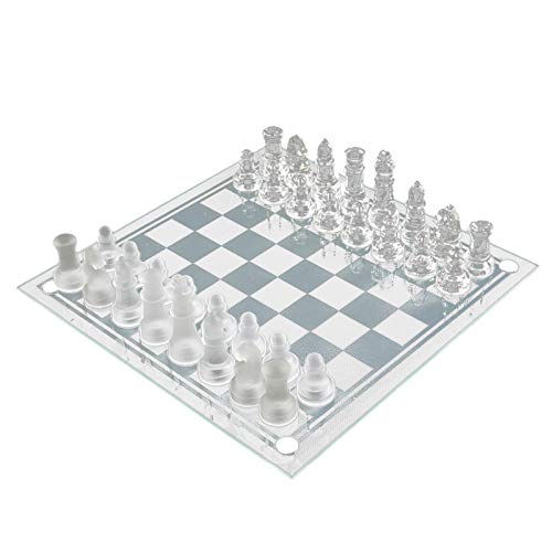 Nrkin Juego de ajedrez de cristal con base acolchada, tablero de ajedrez de cristal para jóvenes y adultos