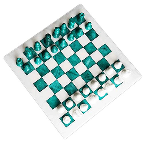 Nuevo chessex Malaquita importada Ajedrez de Piedra de ágata Verde Establece Espacio de Almacenamiento Interior, para Regalos, Adultos y niños. Regalo de ajedrez