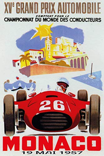 NWFS Monaco Grand Prix 1957 Cartel de chapa metálica encorvada 20 x 30 cm