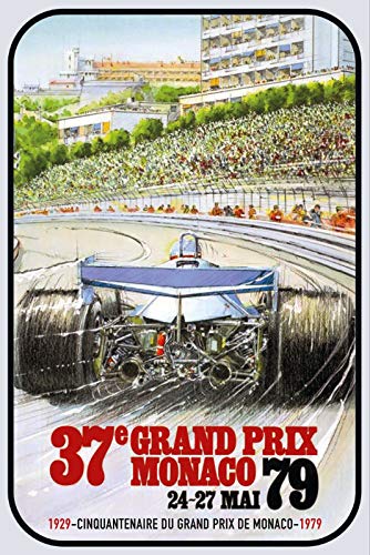 NWFS Monaco Grand Prix 1979 Cartel de chapa metálica encorvada 20 x 30 cm
