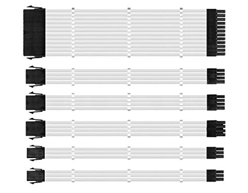 One enjoy Kit de extensión de Cable, Cable Fuente Alimentacion Modular, Conectores PSU, Cable ATX EPS PCI-E con peines, Sleeved Cables, 30 CM