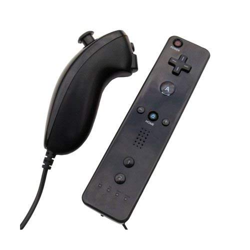 OSTENT El sensor de movimiento del mando a distancia con cable Nunchuck + Combo compatible para la consola Nintendo Wii Color Negro