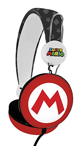 OTL Technologies Super Mario Icon Core - Auriculares de Diadema para niños (Diadema Acolchada, Volumen Limitado a 85 dB, diseño Colorido, Mixto), Color Rojo y Blanco