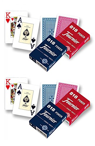 Outletdelocio Pack de 4. Baraja de Poker Fournier. 55 Cartas. 2 Rojas y 2 Azules Outletdelocio Pack de 4. Baraja de Poker Fournier. 55 Cartas. 2 Rojas y 2 Azules