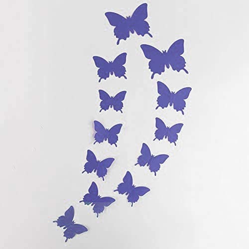 OUTLETISSIMO Juego de 12 mariposas adhesivas lila de PVC efecto 3D para pared, armario, espejo, decoración de casa