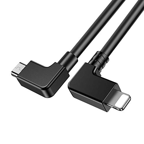 O'woda 90 Grados Micro USB a iOS 【i Phone/i Pad】 OTG Datos Cable Conectores 29cm Conector de Transferencia de Video para dji Mavic Mini/Pro/Spark/Mavic Air para iPhone/iPad (Micro USB a iOS)