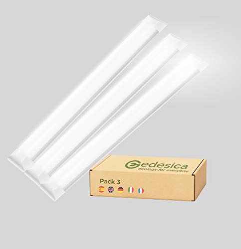 PACK X3, Lampara Led, Plafon Led, Lamparas de techo,Tubo Led, Pantalla Led, Luminaria Led, Superficie, 40w 120cm 6000K, Luz Blanca Fria 4800Lm, Ideal y Elegante para Cocina, Pasillo, Dormitorio, Salon