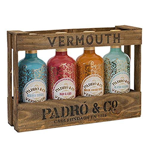 Padró & Co Vermouth en Caja de Madera - Paquete de 4 x 750 ml - Total: 3000 ml