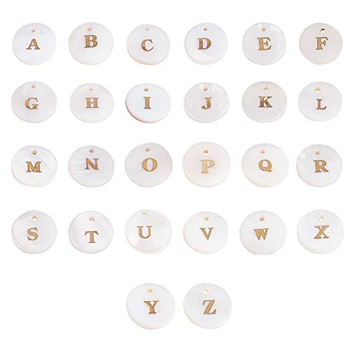 PandaHall Letter Charms, 52pcs Alfabeto de Conchas de Agua Dulce AZ Charms Colgantes para DIY Pulseras Collar Pendiente Fabricación de Joyas PandaHall Letter Charms, 52pcs Alfabeto de Conchas de Agua Dulce AZ Charms Colgantes para DIY Pulseras Collar Pendiente Fabricación de Joyas