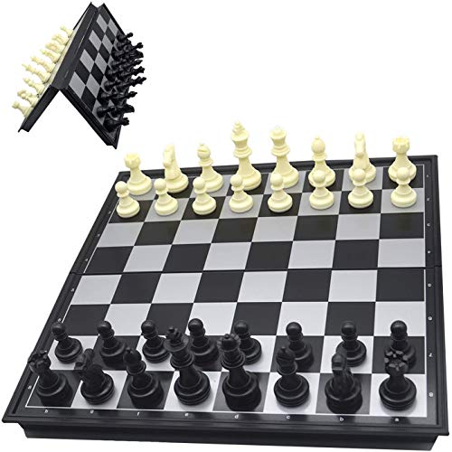 PANQQ Juego de ajedrez de Viaje, Piezas de ajedrez, Piezas de ajedrez magnéticas Plegables - 25 * 12,5 * 4 cm