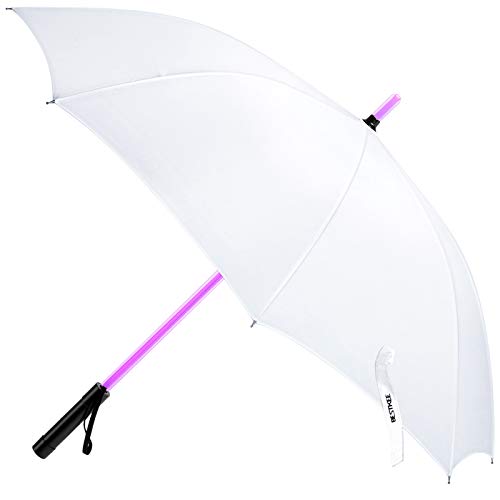 Paraguas LED con diseño de Espada láser, Color Negro, Pantalla de Star Wars con 7 Colores y Linterna integrada Blanco Blanco Large