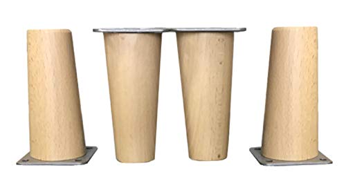 Patas de madera de Haya, con placa de montaje instalada. Pack de 4 unidades de patas para muebles, 8,10,12,15,20.cm alto, patas de madera cónicas rectas. (4 unidades 12 cm, Natural) Patas de madera de Haya, con placa de montaje instalada. Pack de 4 unidades de patas para muebles, 8,10,12,15,20.cm alto, patas de madera cónicas rectas. (4 unidades 12 cm, Natural)