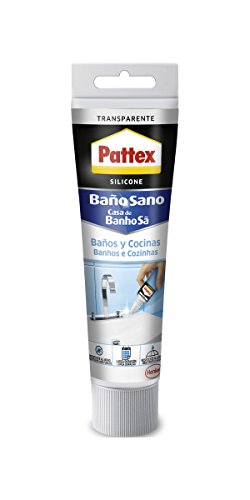 Pattex silicona Baños y Cocinas, resistente al moho y agua, transparente, 50 ml Pattex silicona Baños y Cocinas, resistente al moho y agua, transparente, 50 ml