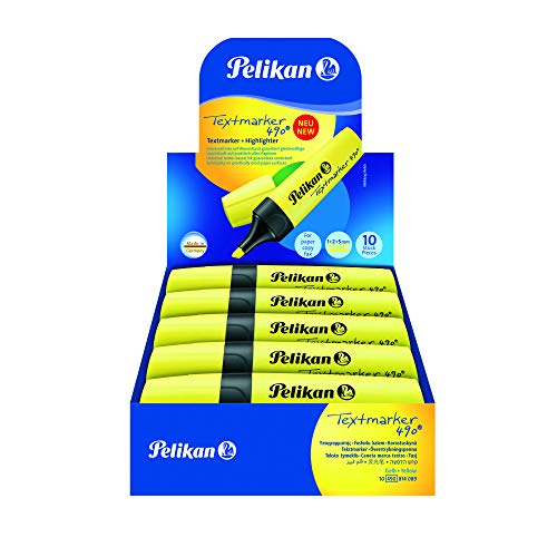 Pelikan 0F4PN0 Premium Textmarker Rotuladores fluorescentes, paquete de ahorro 10 piezas, amarillo, hecho en Alemania, set escolar, oficinas - 940379A