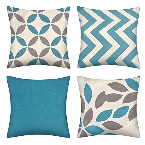 pendali Fundas de Cojín, Funda de Almohada Lino de algodón Decorativa Geometría Moderna con Cremallera Invisible Funda de Cojín 45x45cm, Juego de 4 Funda de Cojines para Sala de Estar Sofás (Azul) pendali Fundas de Cojín, Funda de Almohada Lino de algodón Decorativa Geometría Moderna con Cremallera Invisible Funda de Cojín 45x45cm, Juego de 4 Funda de Cojines para Sala de Estar Sofás (Azul)