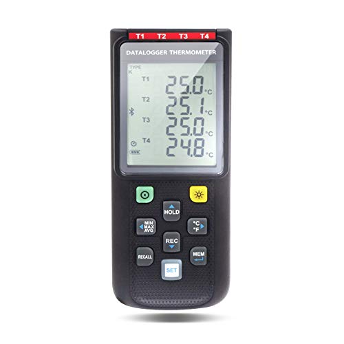 PerfectPrime TC0521, 4 Channels Thermocouple Thermometer K,J,E,T,N,R,S Type Data Logger, USB PC & Wireless to Mobile app iOS/Android