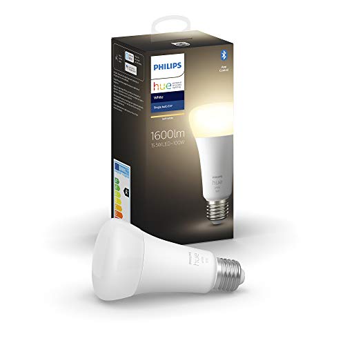 Philips Hue Bombilla Inteligente LED E27, 100W, con Bluetooth, Luz Blanca Cálida, Compatible con Alexa y Google Home